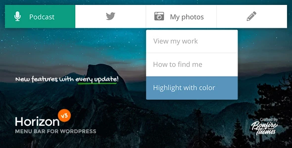 Horizon – Menu Bar Plugin for WordPress