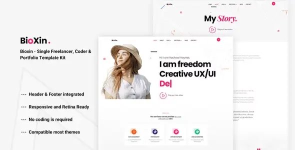 Bioxin – Single Freelancer CV & Portfolio Elementor Template Kit